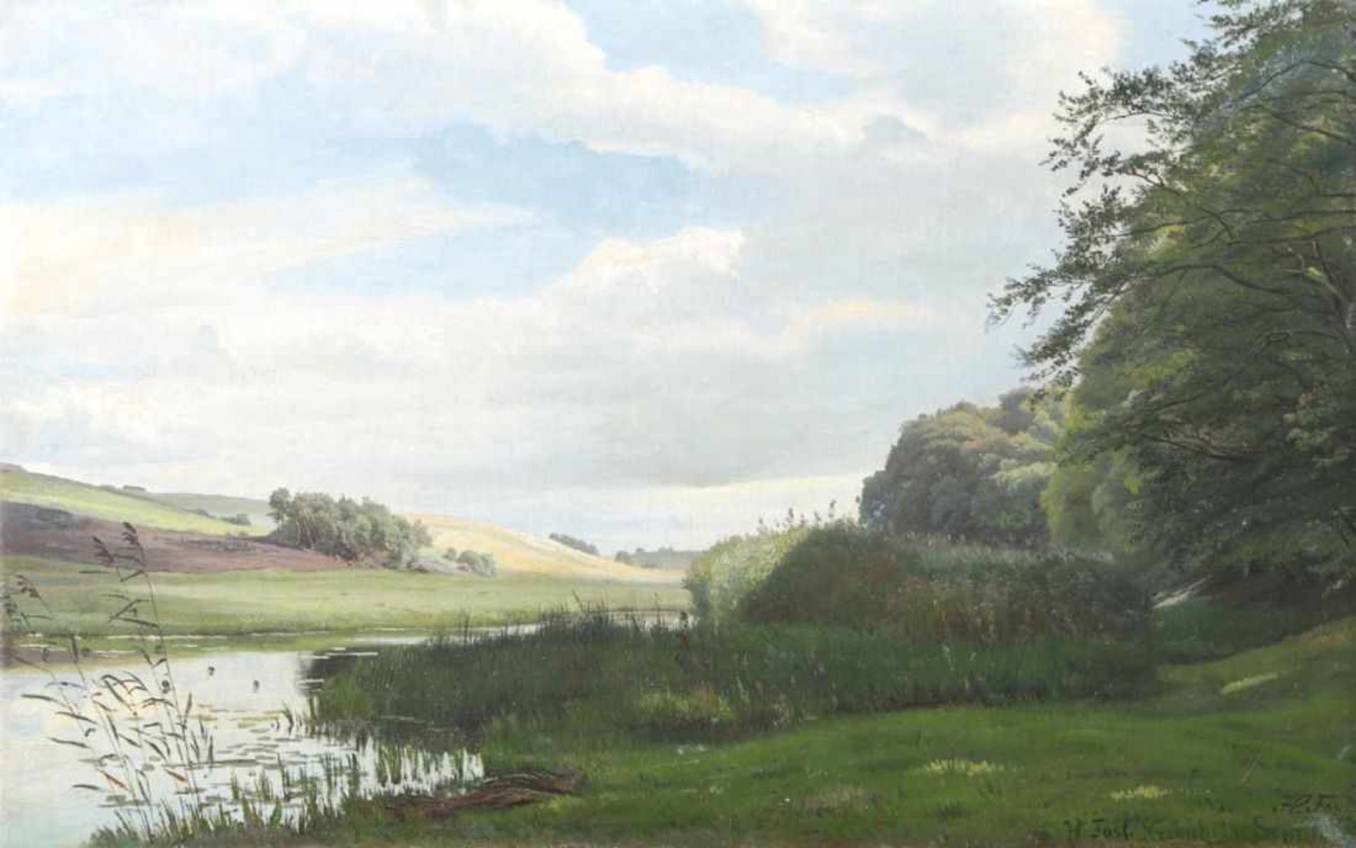 Foss, Harald Frederick, Maler 1843 - 1922. "Landschaft bei Naesbyholm", sign., Ortsbez.,rücks.