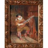 Borione, Bernard Louis, französischer Maler geb. 1865. "Musikant vor dem Kamin", Aquarell,sign.,