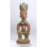 Zwillings-Figur, Ere-Ibedji, Yoruba, Nigeria, vollplastische, auf Ovalplinthe stehende,weibliche