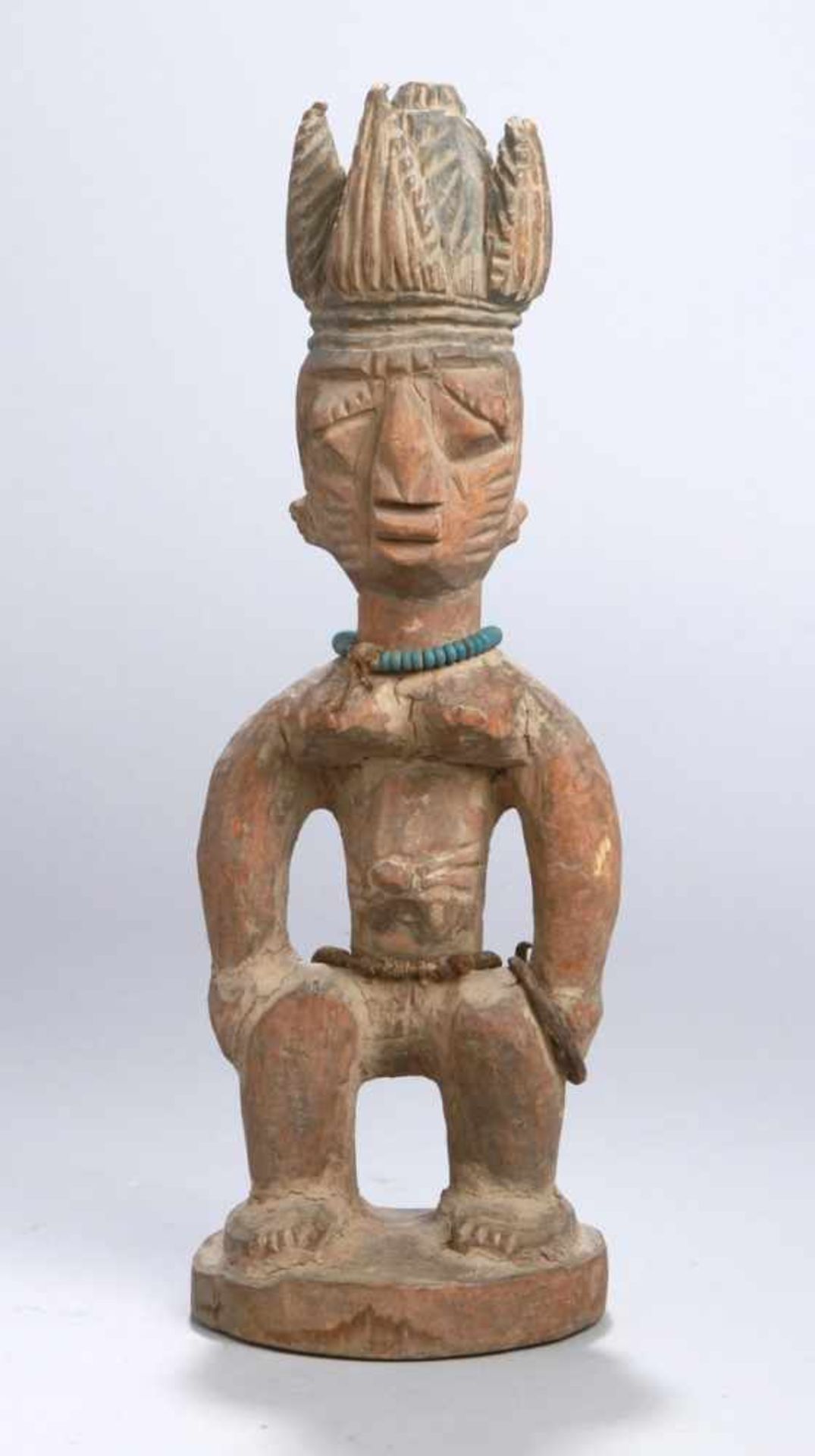 Zwillings-Figur, Ere-Ibedji, Yoruba, Nigeria, vollplastische, auf Ovalplinthe stehende,weibliche