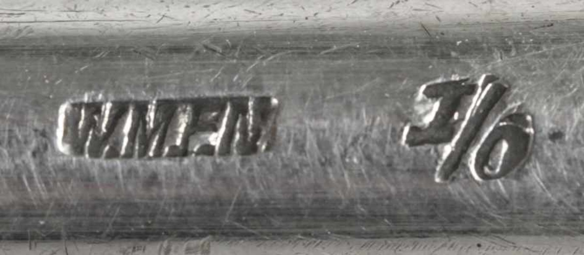 Jugendstil Metall-Schöpfkelle, WMF, Geislingen, Mod.nr.: 90, Griffende mit reliefiertemMädchenkopf - Bild 2 aus 2