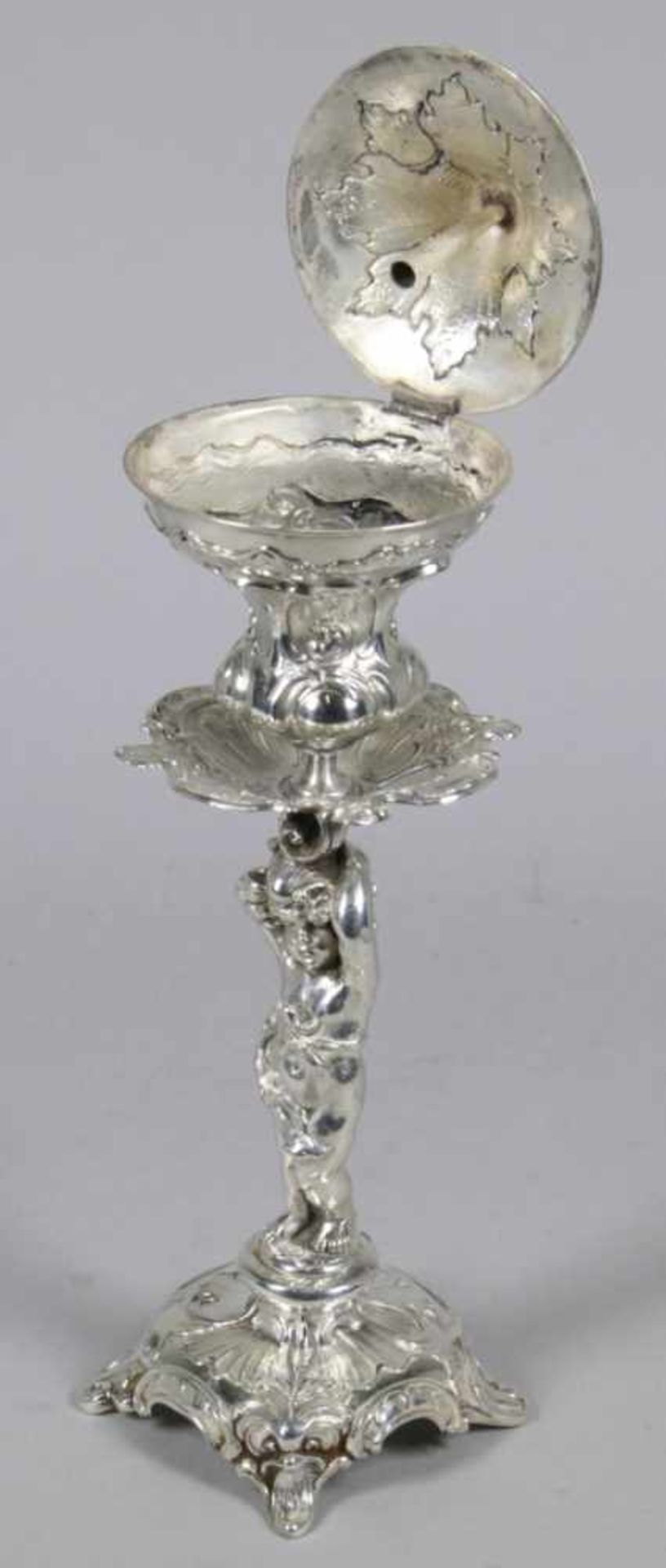 Tafelleuchter, Bruckmann & Söhne, Heilbronn, um 1890, Silber 800, Barockstil,quadratischer Stand, - Bild 3 aus 4