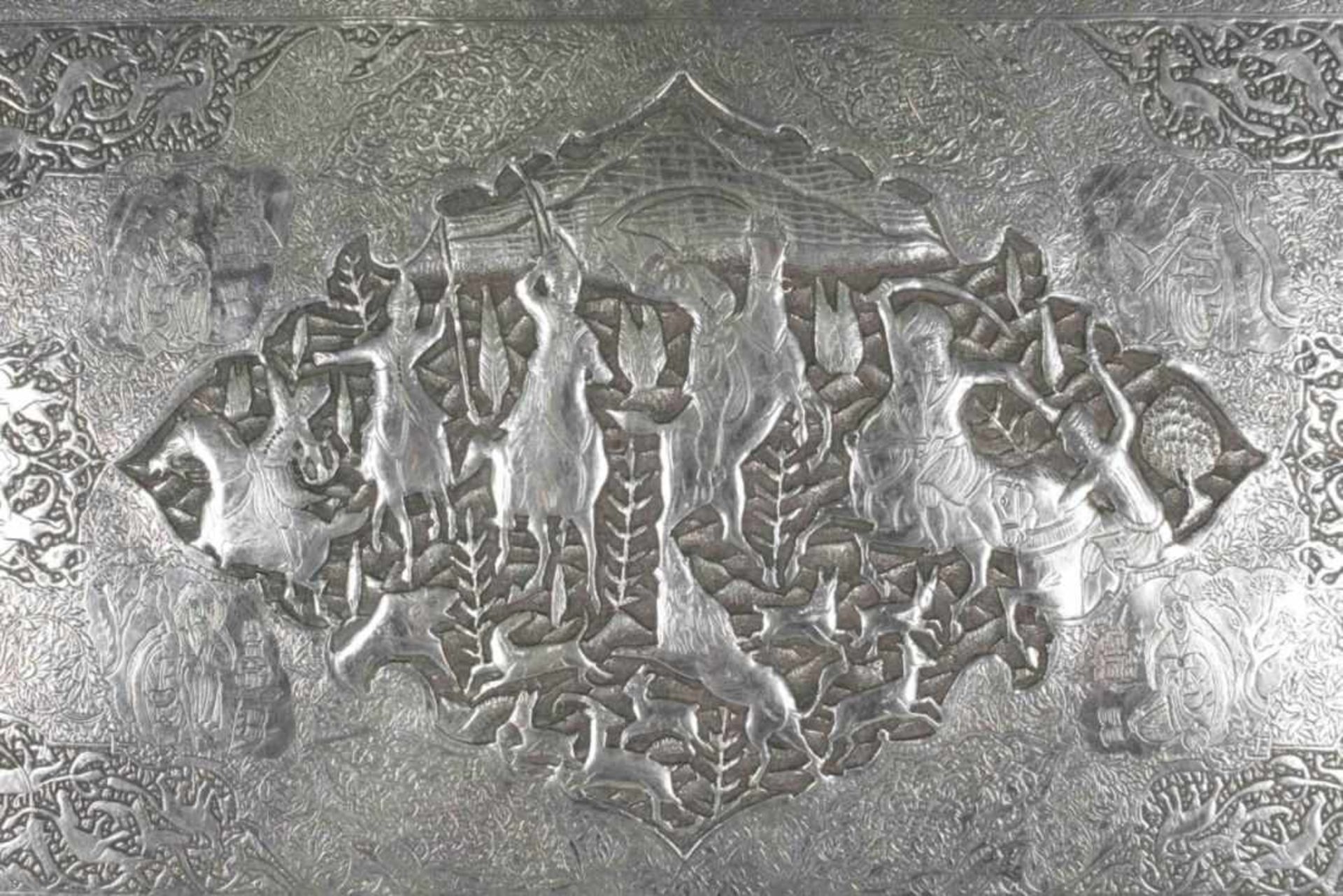 Koran-Schatulle, Persien, um 1900, Silber 84, über 4 flachen Eckfüßchen rechteckige,zylindrische - Bild 3 aus 5