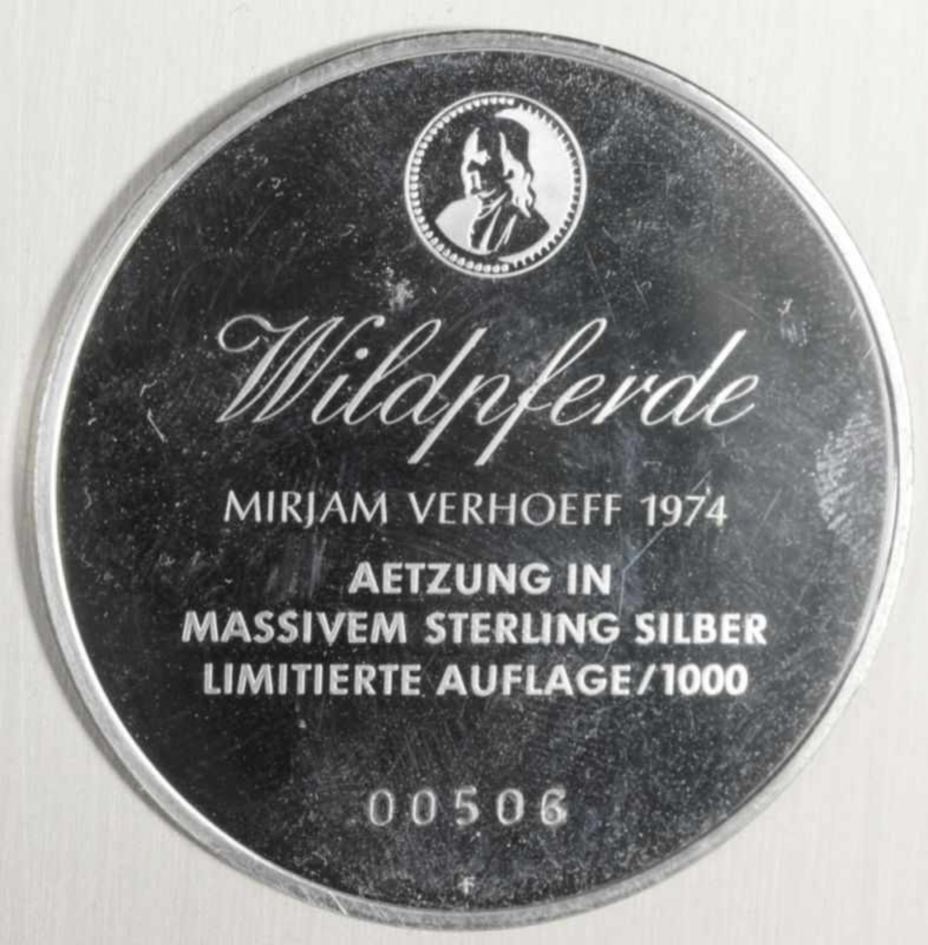 Zierteller, 1974, Entw.: Mirjam Verhoeff, Sterling Silber, rund, num. 506/1000, D 20,5 cm,ca. 176 - Bild 3 aus 3