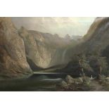 Unleserlich signierender Maler, 19./20. Jh. "Gebirgssee", dat. 1894, Öl/Lw., 50 x 72 cm- - -20.