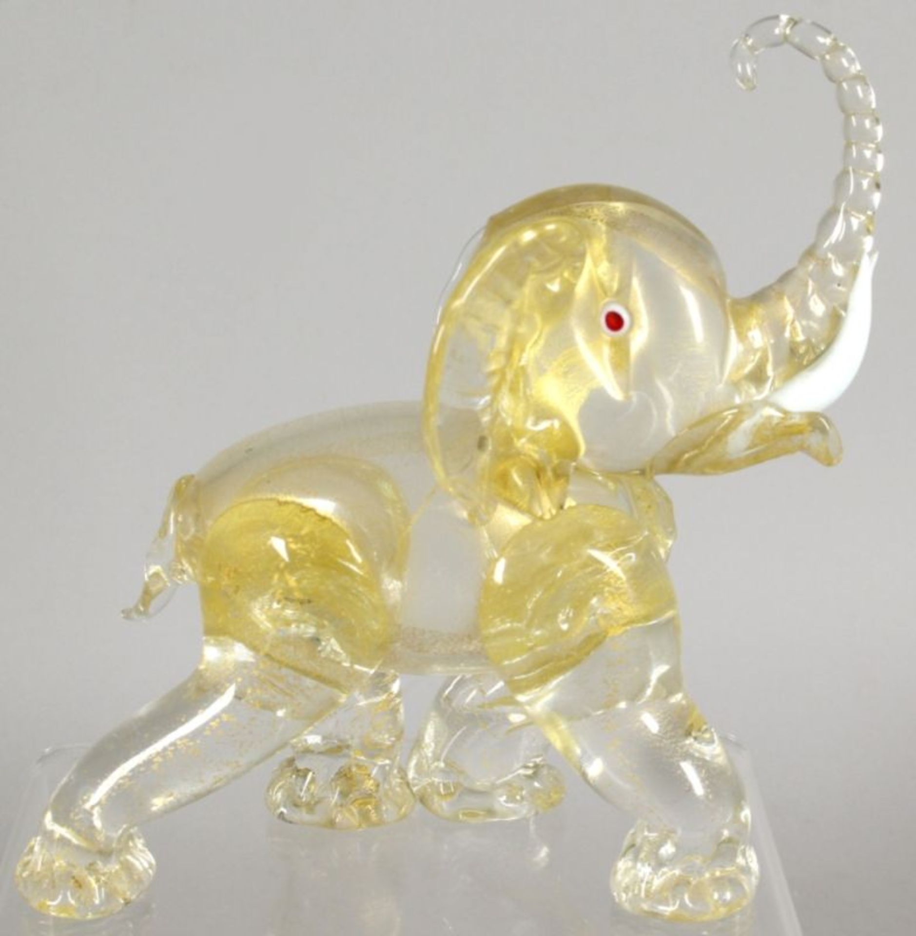 Glas-Tierplastik, "Elefant", Murano, 50er Jahre, naiv plastische, stehende Darstellungeines - Bild 2 aus 4