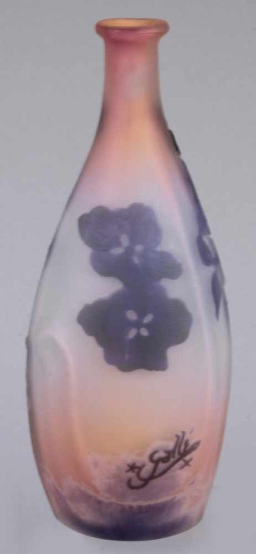 Glas-Ziervase, "Hortensia/Soliflore", Emile Gallé, Nancy, um 1904-06, leicht spitzovalerStand, - Bild 2 aus 5