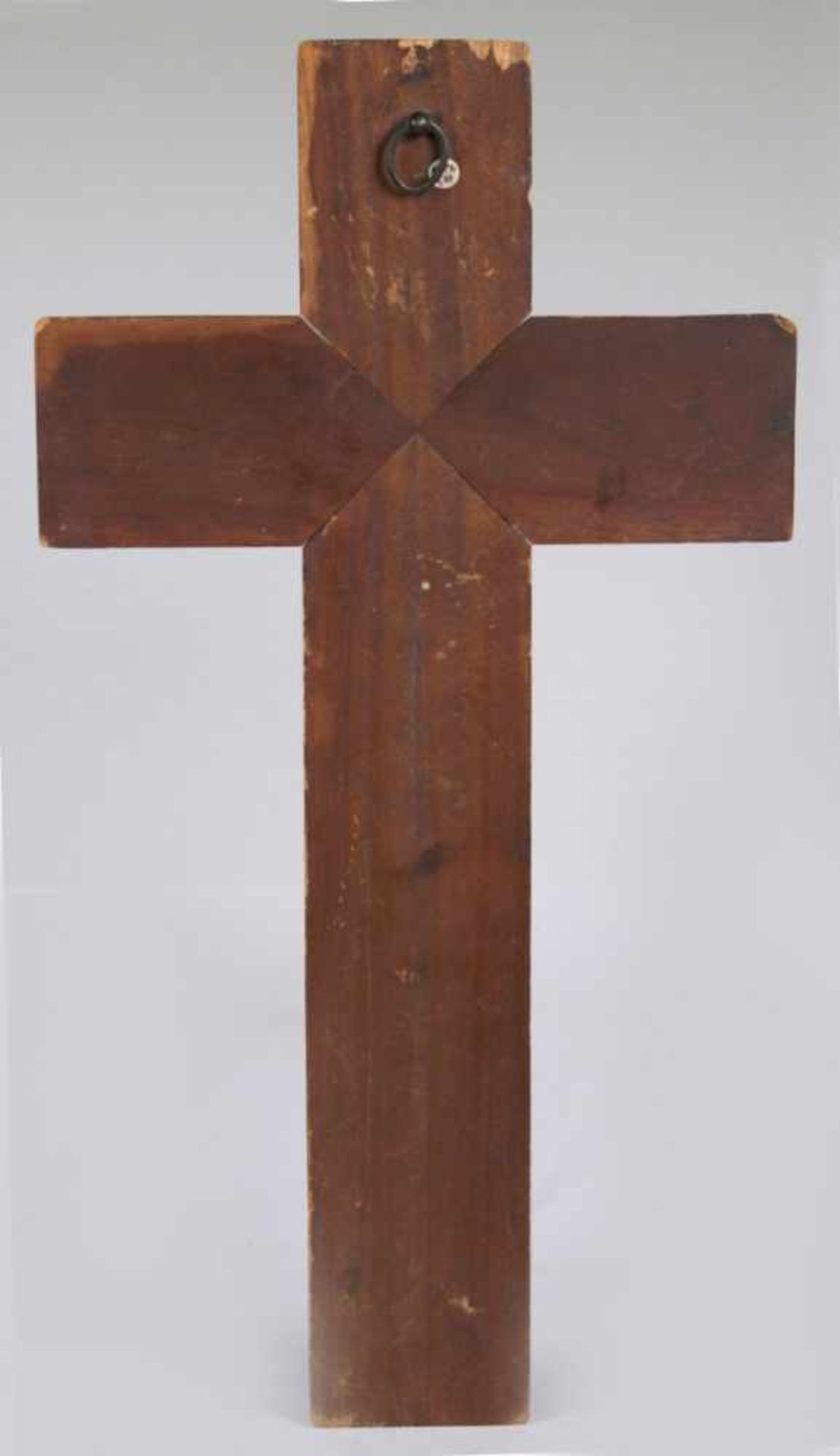 Elfenbein-Corpus Christi an Holzkreuz, Frankreich, 2. Hälfte 19. Jh., schlichtes Holzkreuzmit - Bild 2 aus 6