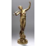 Bronze-Plastik, "Schalmeienspielerin", Marioton, Eugène, französischer Bildhauer 1854 -1925,