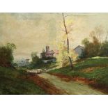 Julian, Maler Mitte 20. Jh. "Landschaft mit Schafherde", sign., Öl/Lw., 46 x 60 cm- - -20.00 %