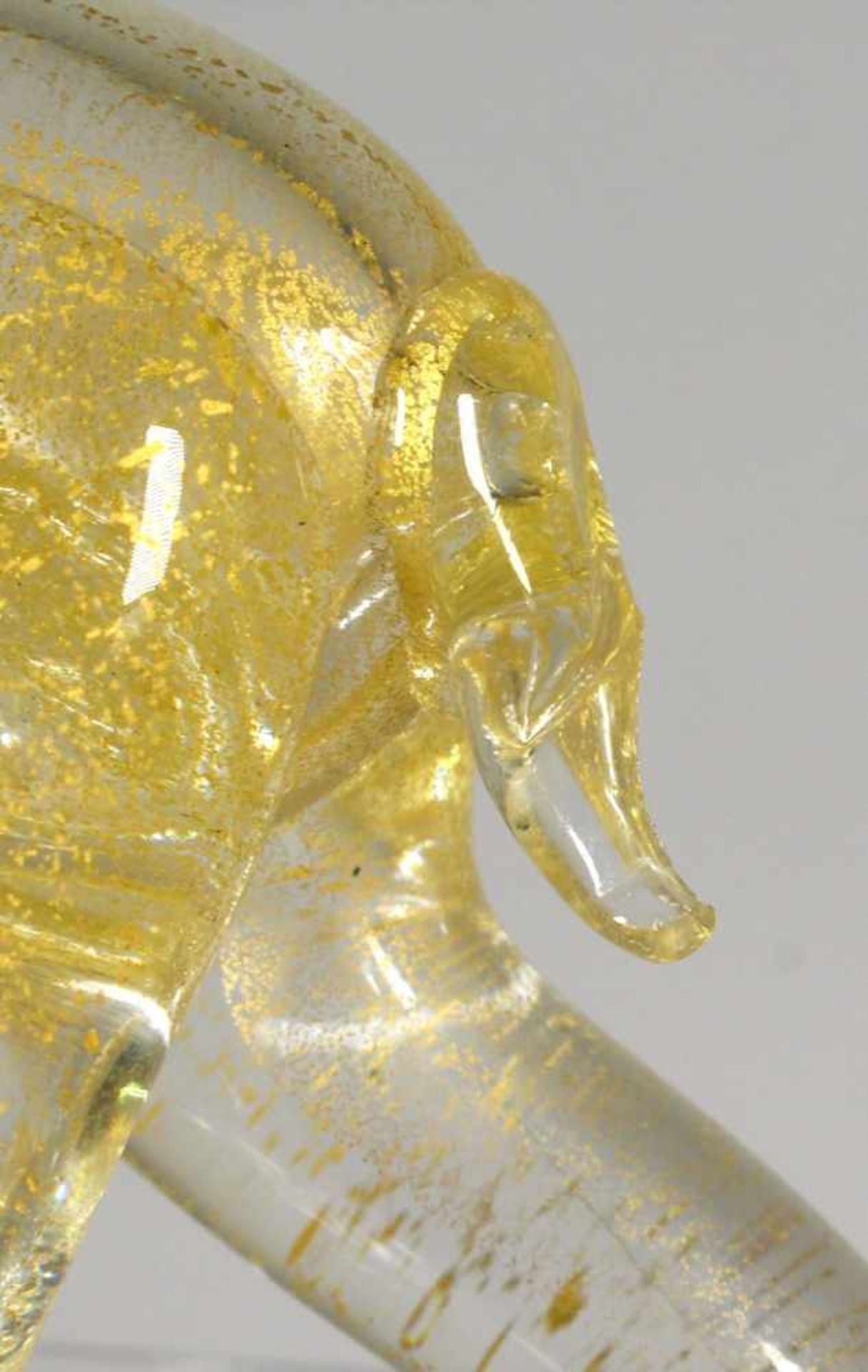 Glas-Tierplastik, "Elefant", Murano, 50er Jahre, naiv plastische, stehende Darstellungeines - Bild 3 aus 4