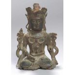 Bronze-Buddhafragment, China, Ming-Dynastie, plastische, sitzende Darstellung instiltypisch