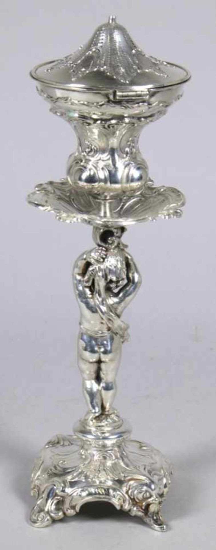 Tafelleuchter, Bruckmann & Söhne, Heilbronn, um 1890, Silber 800, Barockstil,quadratischer Stand, - Bild 2 aus 4