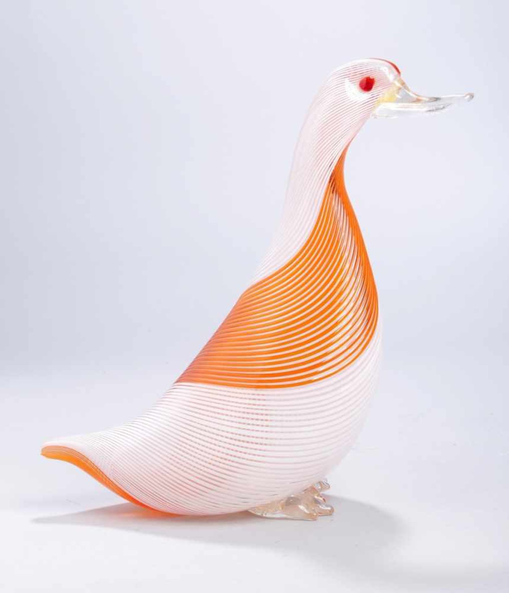 Glas-Tierplastik, "Ente", Murano, Aureliano Toso, um 1960, Entw.: wohl Dino Martens,plastische