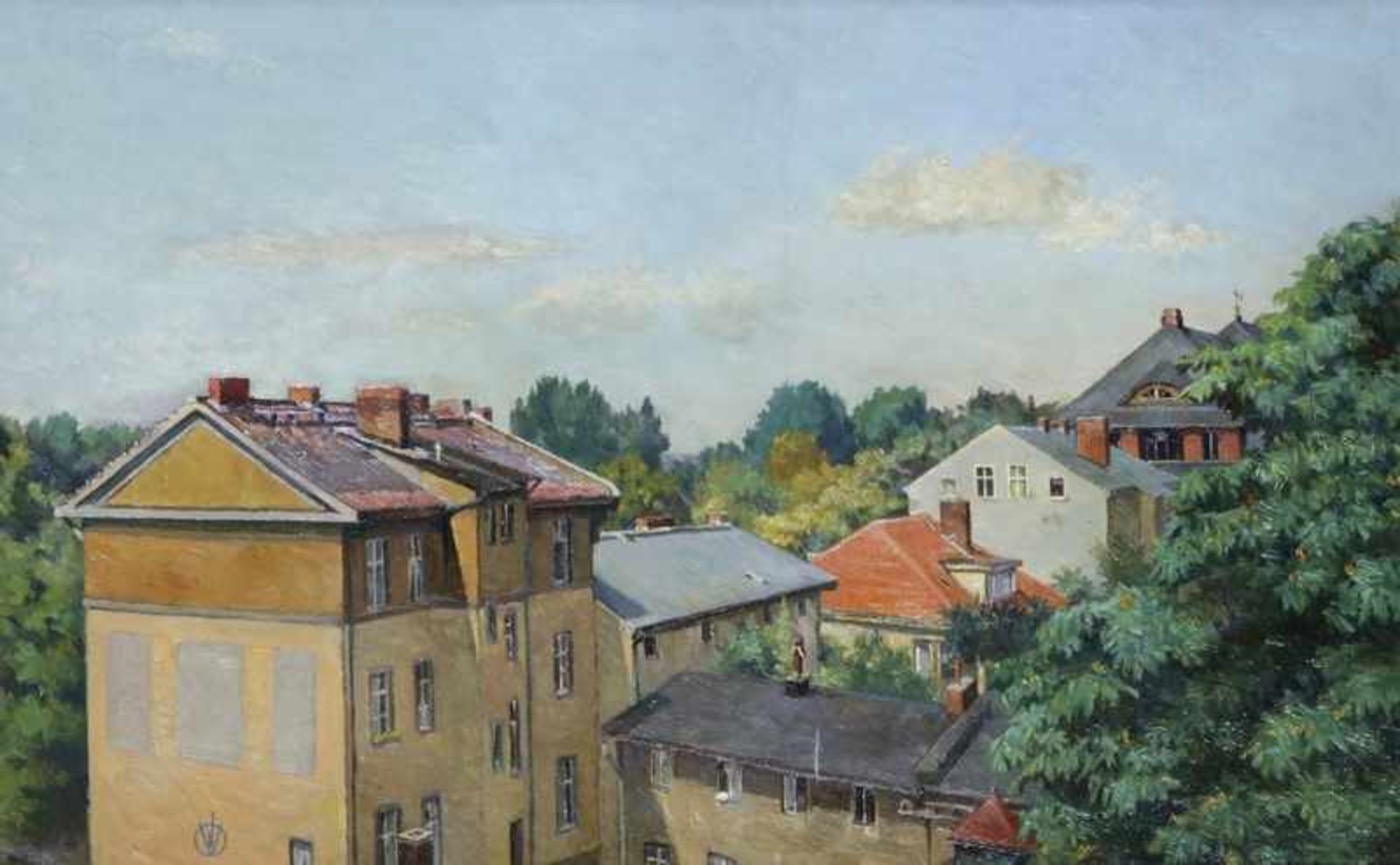 Vogel, J. C. L., Maler Mitte 20. Jh. "Blick in die Glockenstraße (Zehlendorf)", monogr.,Öl/Lw., 47 x