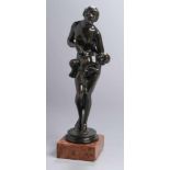 Bronze-Plastik, "Weiblicher Akt mit kleinem Faun", Pongrácz, Siegfried, tschechischerBildhauer