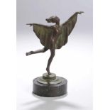 Bronze-Plastik, "Tänzerin", K. Bos, holländischer Bildhauer, 1. Hälfte 20. Jh.,vollplastische