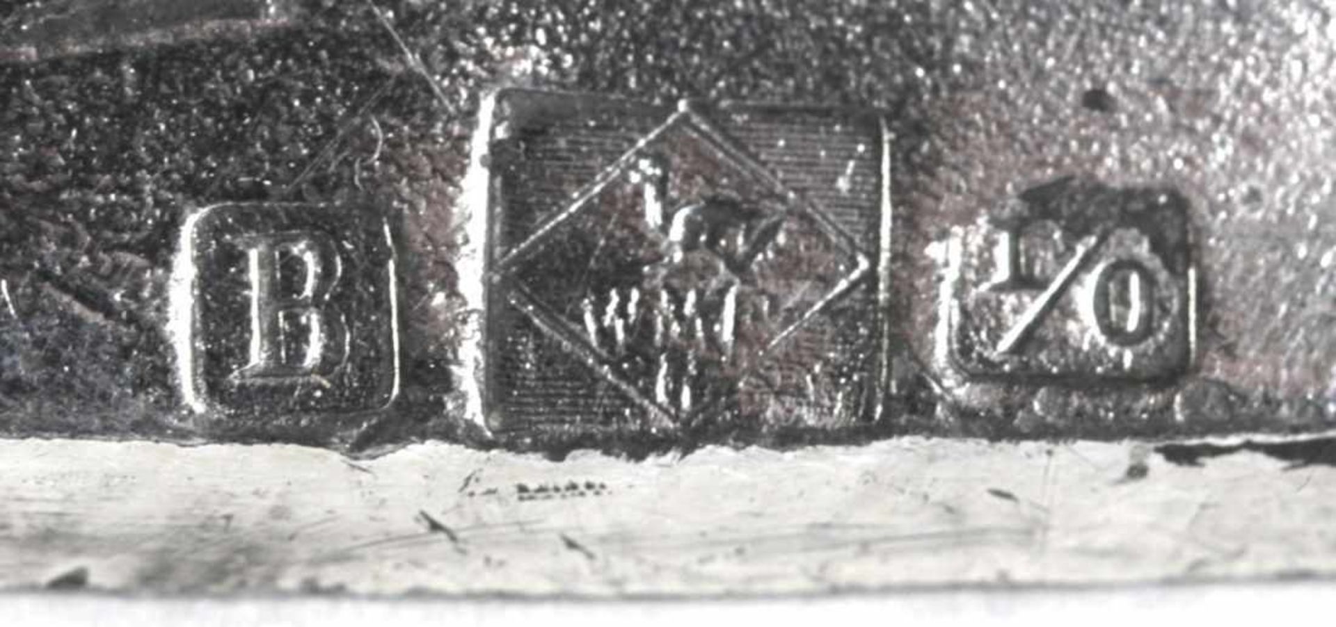 Britanniametall-Tafelleuchter, 2-flg., WMF, Geislingen, um 1906, Mod.nr. 192,vierseitiger, - Bild 2 aus 3