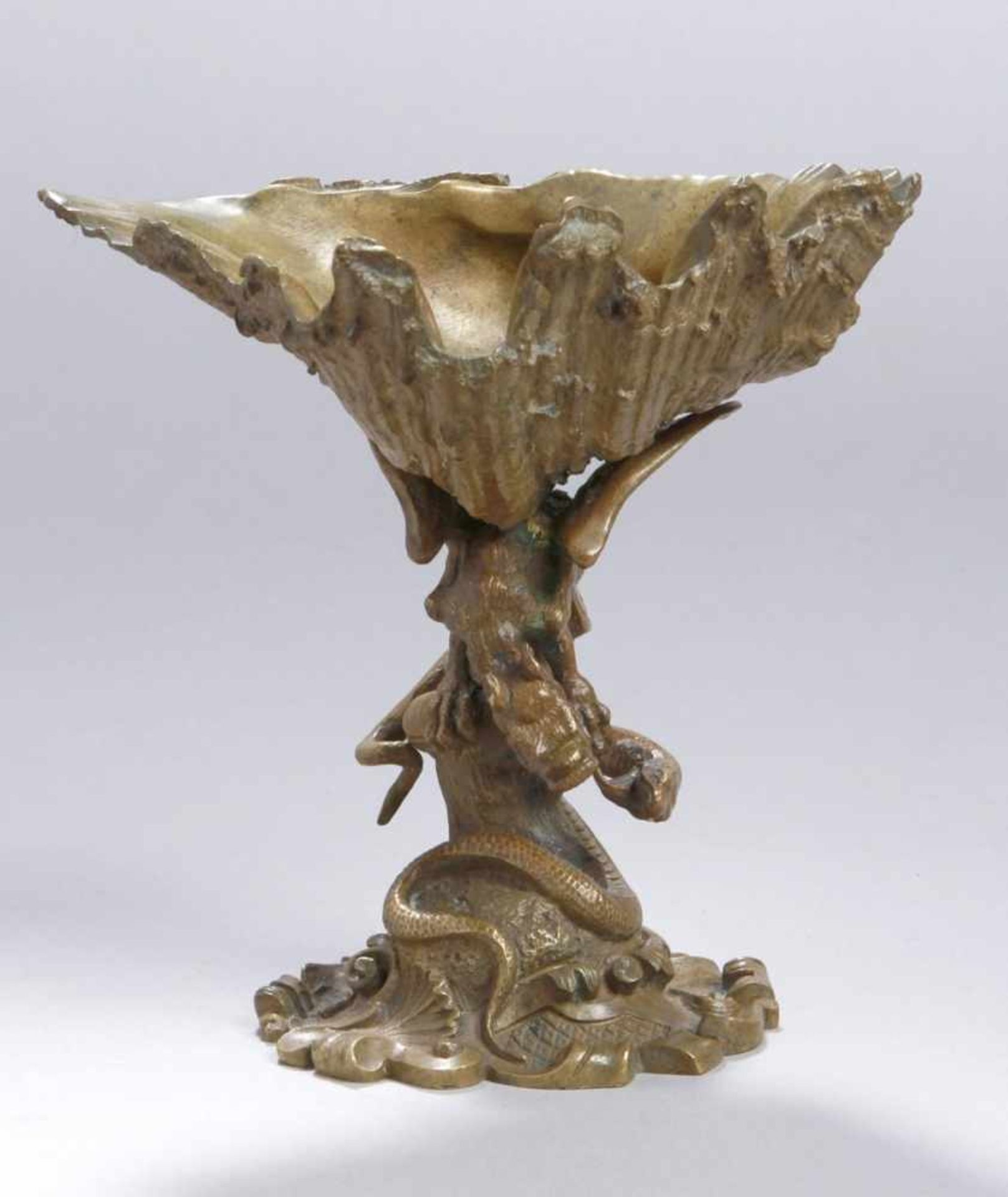 Bronze-Plastik, "Beflügelter Drache im Kampf mit der Schlange", anonymer Bildhauer,