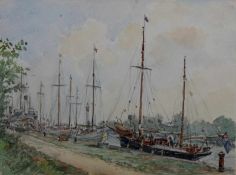 Lenoir, Marie-Louise (geb. 1883, Landschaftsmalerin), Aquarell über Bleistift, "Küstenfischer am