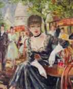 Valet, André (geb. 1924, Genremaler), "Junge Dame in Paris", Öl auf Leinwand, signiert oben rechts