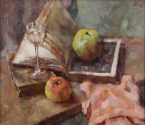 Zwart, Pieter de (1880 - 1967, Stillleben und Landschaftsmaler), "Stillleben mit Äpfeln und