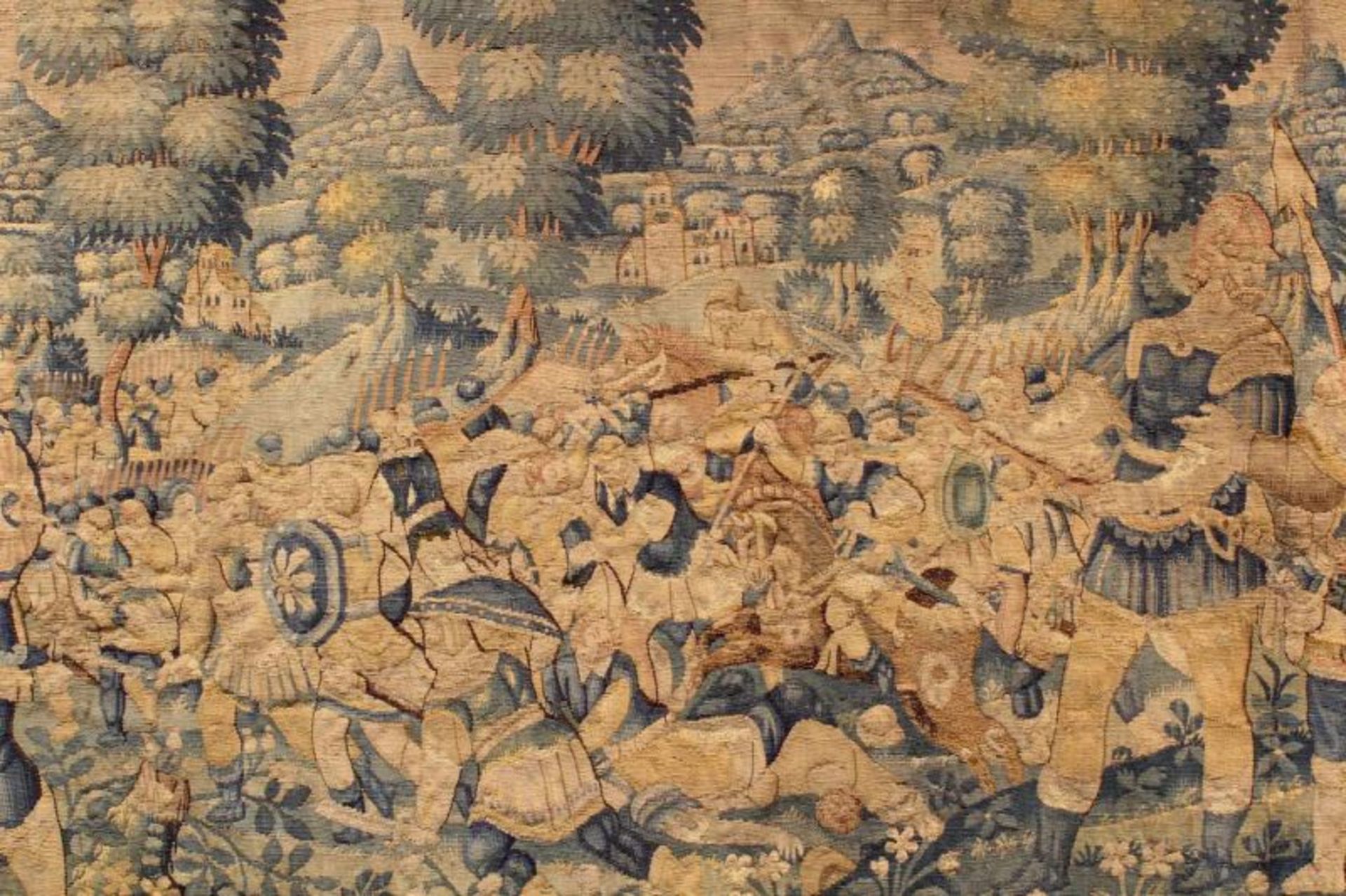 Tapisserie, "Vor dem Feldherrn", wohl 18. Jh., farbige Wirkerei, ca. 1.90 x 5.20 m, Bordüre unten - Image 4 of 7
