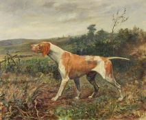 Vollrath, Otto (1856 Saalfeld - 1912, Maler der Weimarer Schule, Jagdmaler), "Jagdhund in