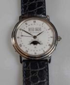 Armbanduhr, Blancpain, Model: Leman Triple Date, Nr. 1977, Handaufzug, Stahlgehäuse, Datum,