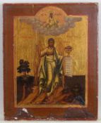 Ikone, Tempera auf Holz, Goldgrund, "Johannes der Täufer", Russland, 19. Jh., 22 x 18 cm,