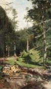 Russischer Maler (2. Hälfte 19. Jh.), "Licht durchfluteter sommerlicher Wald", Öl auf Leinwand,