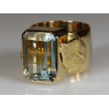 Ring, Entwurf Agatha Kill, Pfalz, GG 750, 1 facettierter Aquamarin, 18 g, RM 17.5 25.00 % buyer's