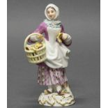 Porzellanfigur, "Gebäckverkäuferin", Meissen, Schwertermarke, 1. Wahl, Modellnummer 60233, polychrom