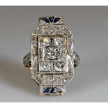 Ring, Art Deco, um 1930, GG 750, weiß belötet, 1 Altschliff-Diamant ca. 0.30 ct., etwa tcr/p1, an