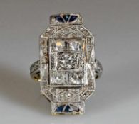 Ring, Art Deco, um 1930, GG 750, weiß belötet, 1 Altschliff-Diamant ca. 0.30 ct., etwa tcr/p1, an
