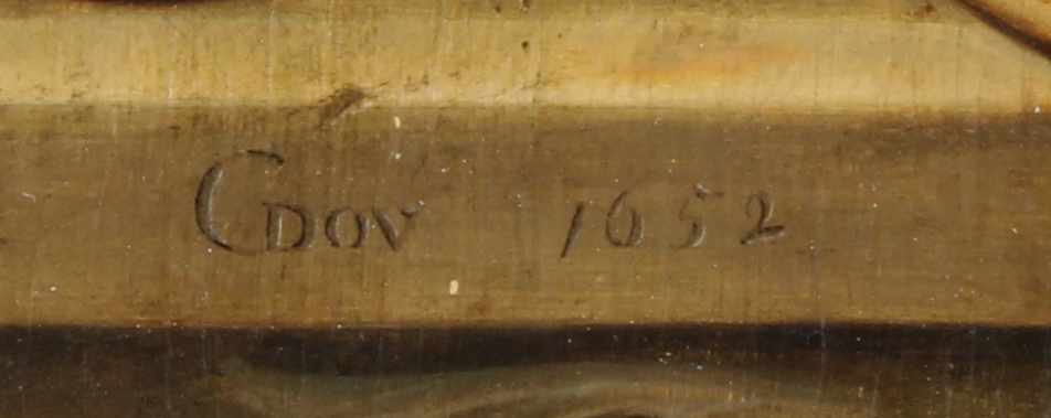 Dou, Gerrit (1613-1675), nach, "Fensternische mit einer Fischverkäuferin", Öl auf Holz, bezeichnet - Image 4 of 5