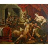 Deutscher Meister (1. Hälfte 17. Jh.), "Samson und Delilah", Öl auf Leinwand, doubliert, 166 x 193