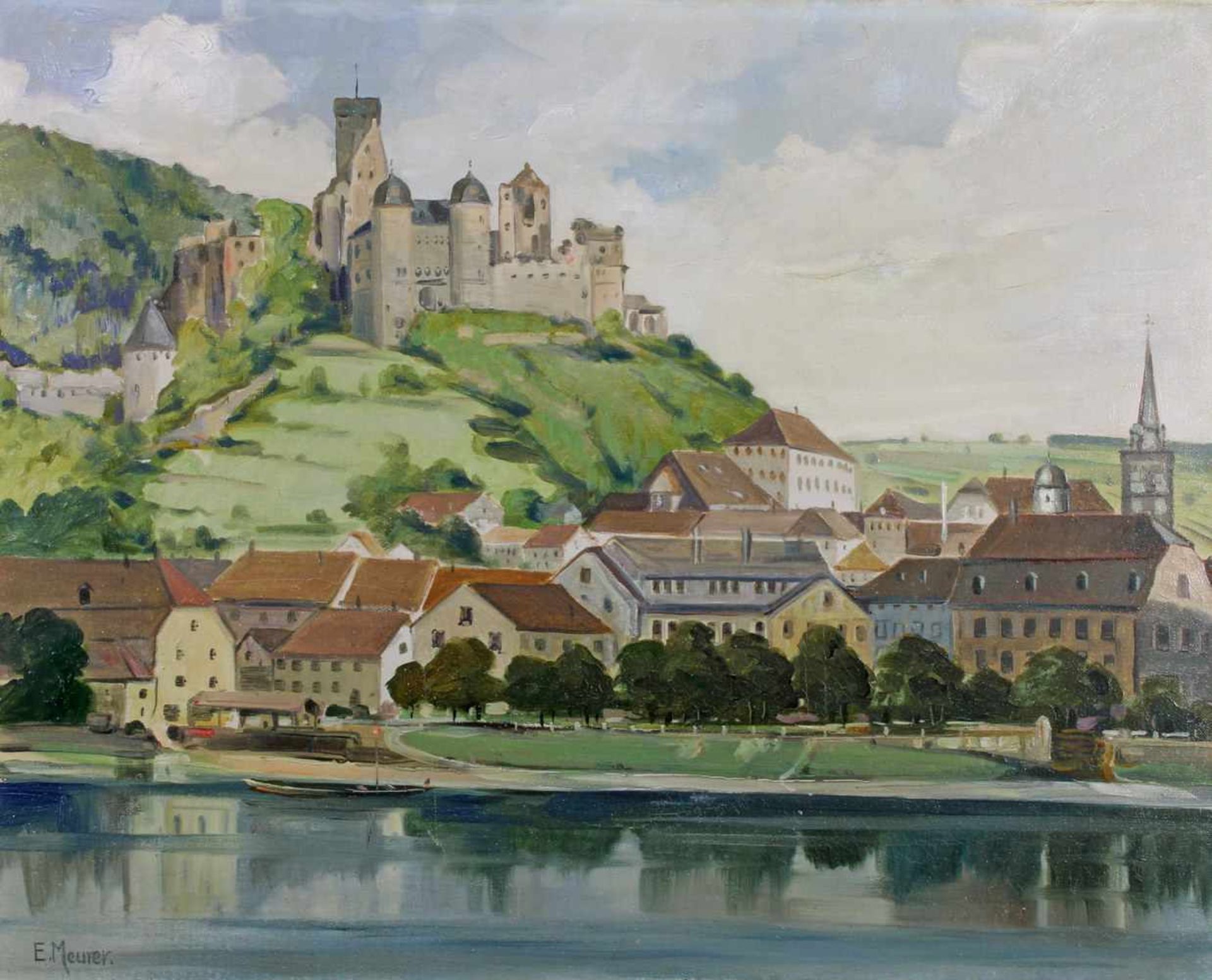 Meurer, Ernst (1884 Lahr - 1956 Bonn, in Bonn tätiger Landschaftsmaler, Aquarell und Öl), "Burg