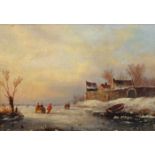 Ahrendts, Carl Eduard (1822 Den Haag - 1898 ebda., Landschaftsmaler), Pendants, "Eisvergnügen vor