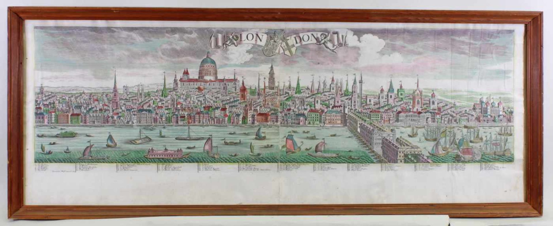 Kolorierter Kupferstich, "London", bezeichnet Jeremias Wolff excut. Aug., 31.5 x 106 cm bzw. 41 x - Image 2 of 6