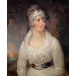 Englischer Maler (18. Jh./frühes 19. Jh.), "Bildnis einer Dame in weißem Kleid", Öl auf Leinwand,