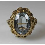 Ring, GG 333, 1950er/60er Jahre, 1 ovaler facettierter Aquamarin, 4 g, RM 18