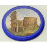 Mikromosaik-Plakette, "Kolosseum und Pantheon", oval, doppelseitig mit Mikromosaiken, blau