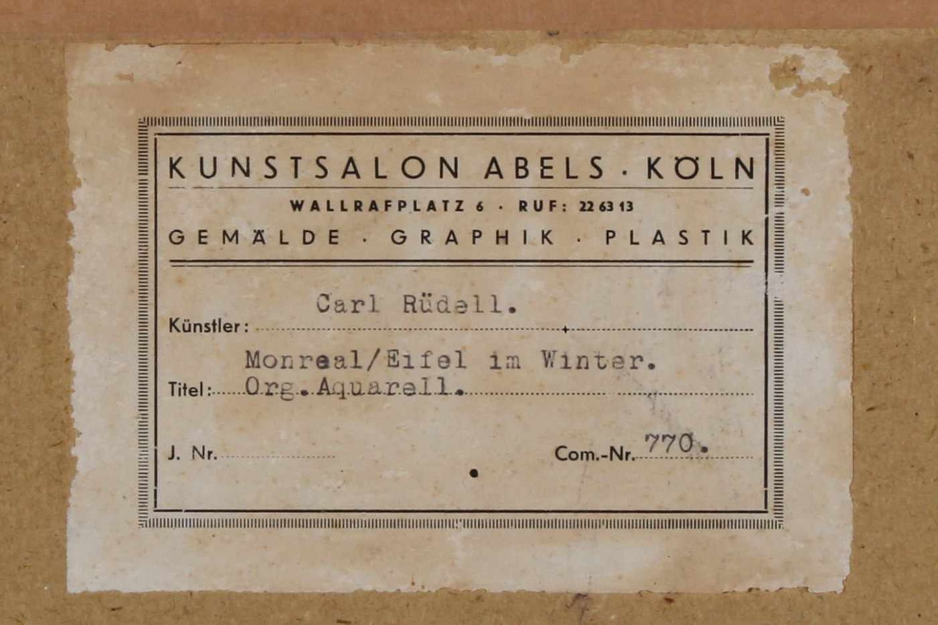 Rüdell, Carl (1855 Trier - 1939 Köln, beliebter Aquarellmaler und Architekt in Köln), "Monreal/Eifel - Image 5 of 5