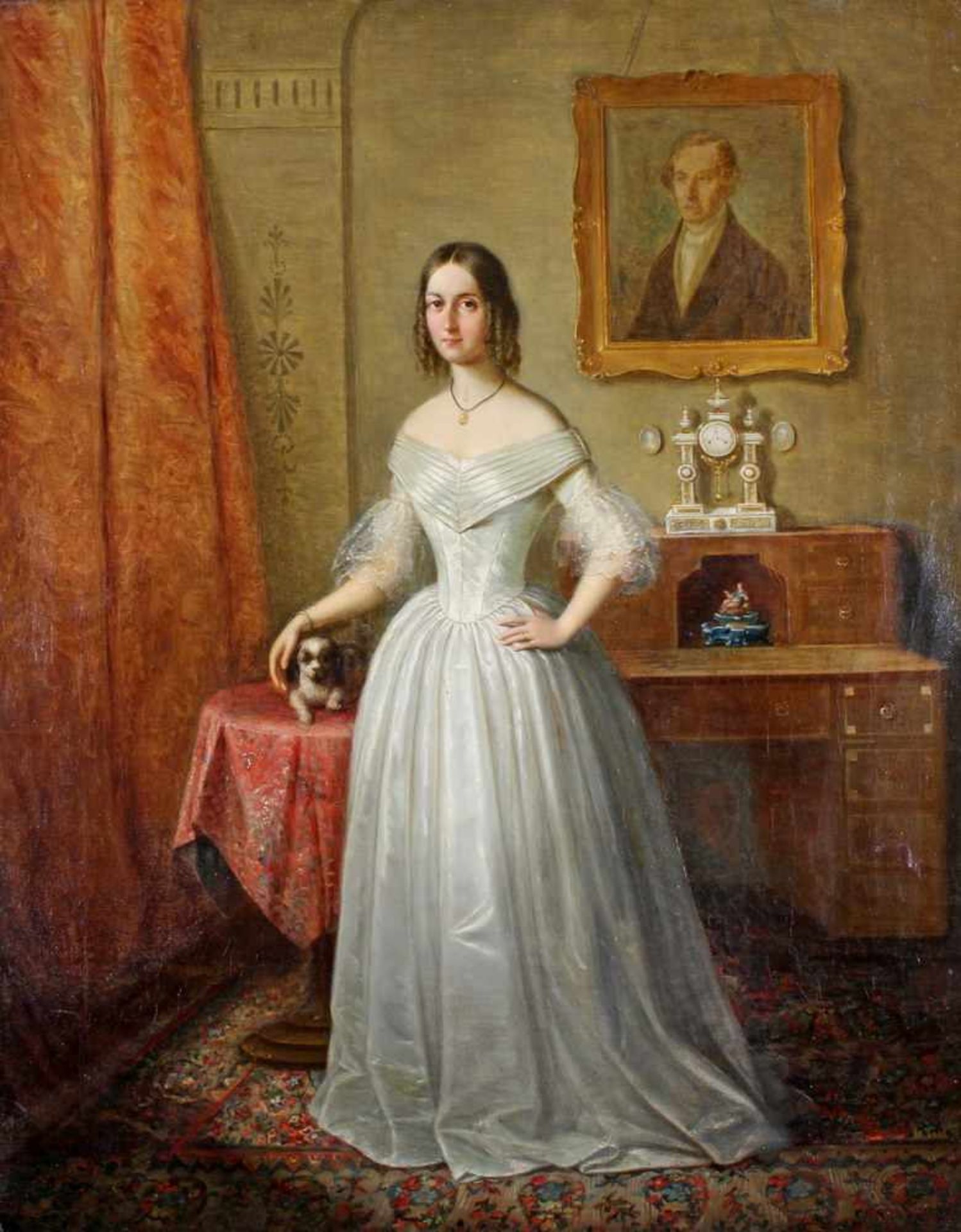 Weidner, Joseph (1801 Wien - 1871, Studium an der KA Wien, Bildnis-und Genremaler), "Dame im Salon",