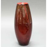 Glasvase, modern, rotes Glas mit Goldstaub-Einschmelzungen, 33 cm hoch