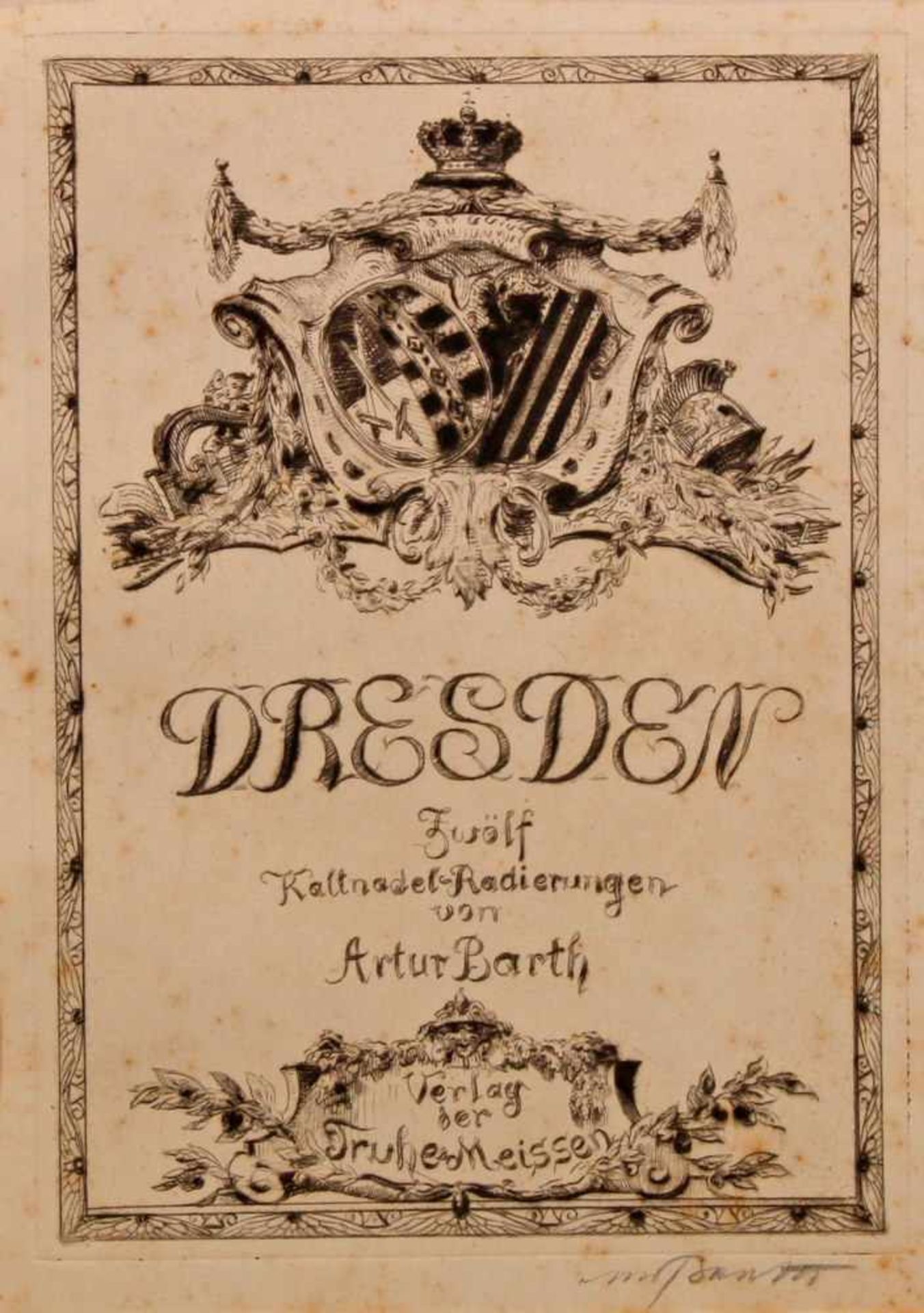 Barth, Julius Arthur (1878 Meißen - 1926 Rehbrücke), Mappe mit 11 Radierungen, "Dresden", je ca. - Image 2 of 12