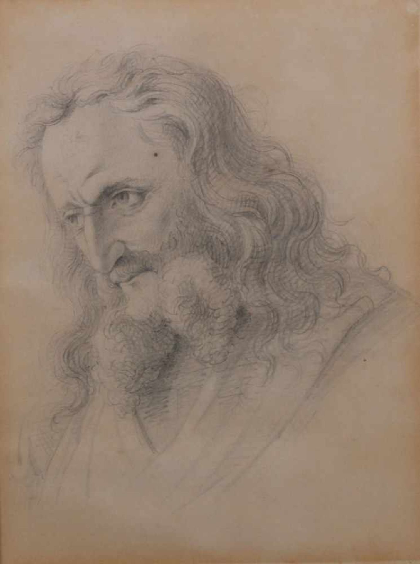 Wille, August von (1828 Kassel - 1887 Düsseldorf), zugeschrieben, Bleistiftzeichnung, "Kopf eines
