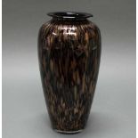 Vase, Murano, 2. Hälfte 20. Jh., Glas, braun-schwarzer Dekor, Balusterform, 33.5 cm hoch,