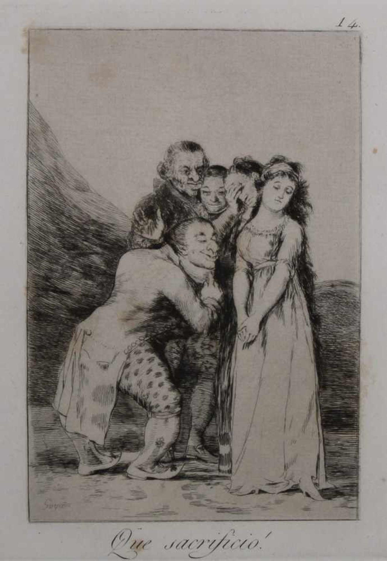 Radierung, "Que sacrificia", Blatt 14 aus "Los Caprichos", Francisco de Goya, späterer Abzug, 18 x